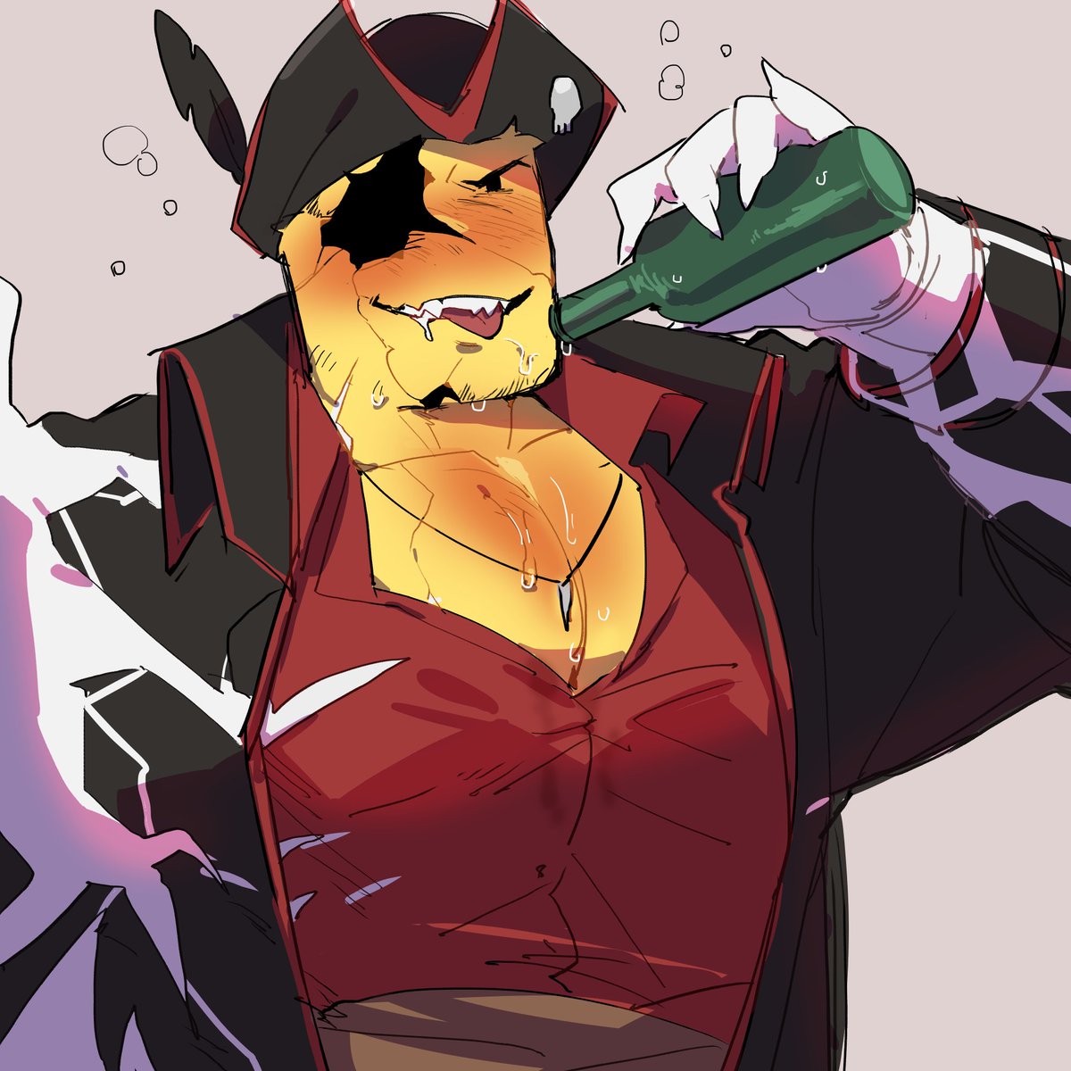「captain is drunk... again... 」|熱湯のイラスト