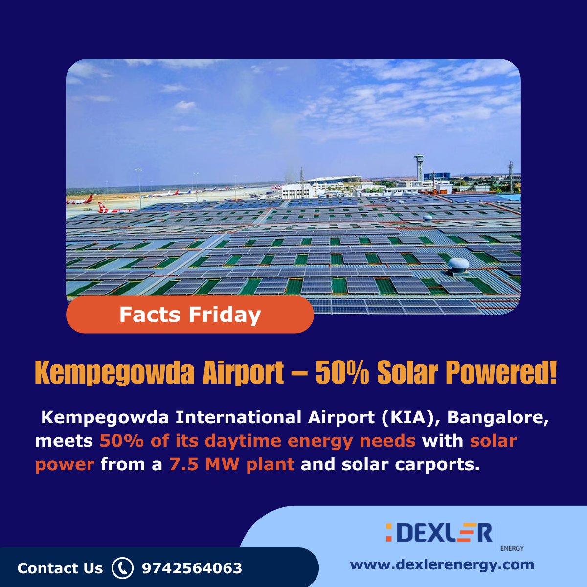 dexlerenergy's tweet photo. Kempegowda Airport – 50% Solar Powered!

Bangalore’s Kempegowda International Airport (KIA) is setting a green example by meeting 50% of its daytime energy needs through solar power! 

#DexlerEnergy  #SolarPower #CleanEnergy #OpenAccessSolar #SolarForBusiness #SolarFacts https://t.co/mXdBCLKfN5