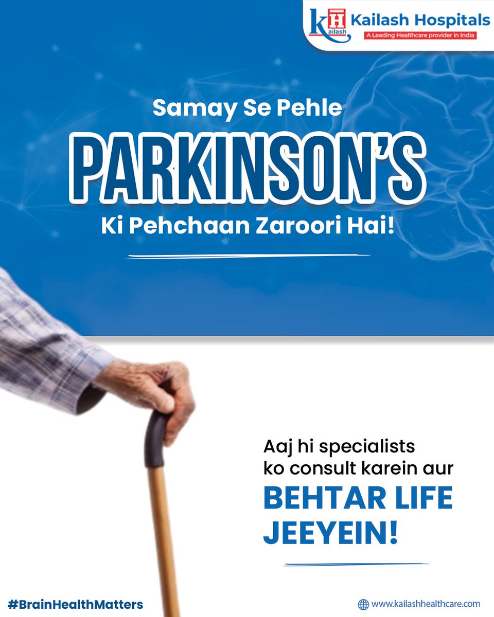 KailashHealth's tweet photo. #Parkinson's ko lekar jaagruk hona zaroori hai. Is bimari se darne ki nahi, ladne ki zaroorat hai. Samay par sahi ilaaj se behtar jeevan sambhav hai. Aaj hi specialists se sampark karein.
Learn more: https://t.co/DUNJcNdNI0
#NeuroDisorders #BrainHealthMatters #ParkinsonsAwareness #BreakTheStigma #KailashHospitals