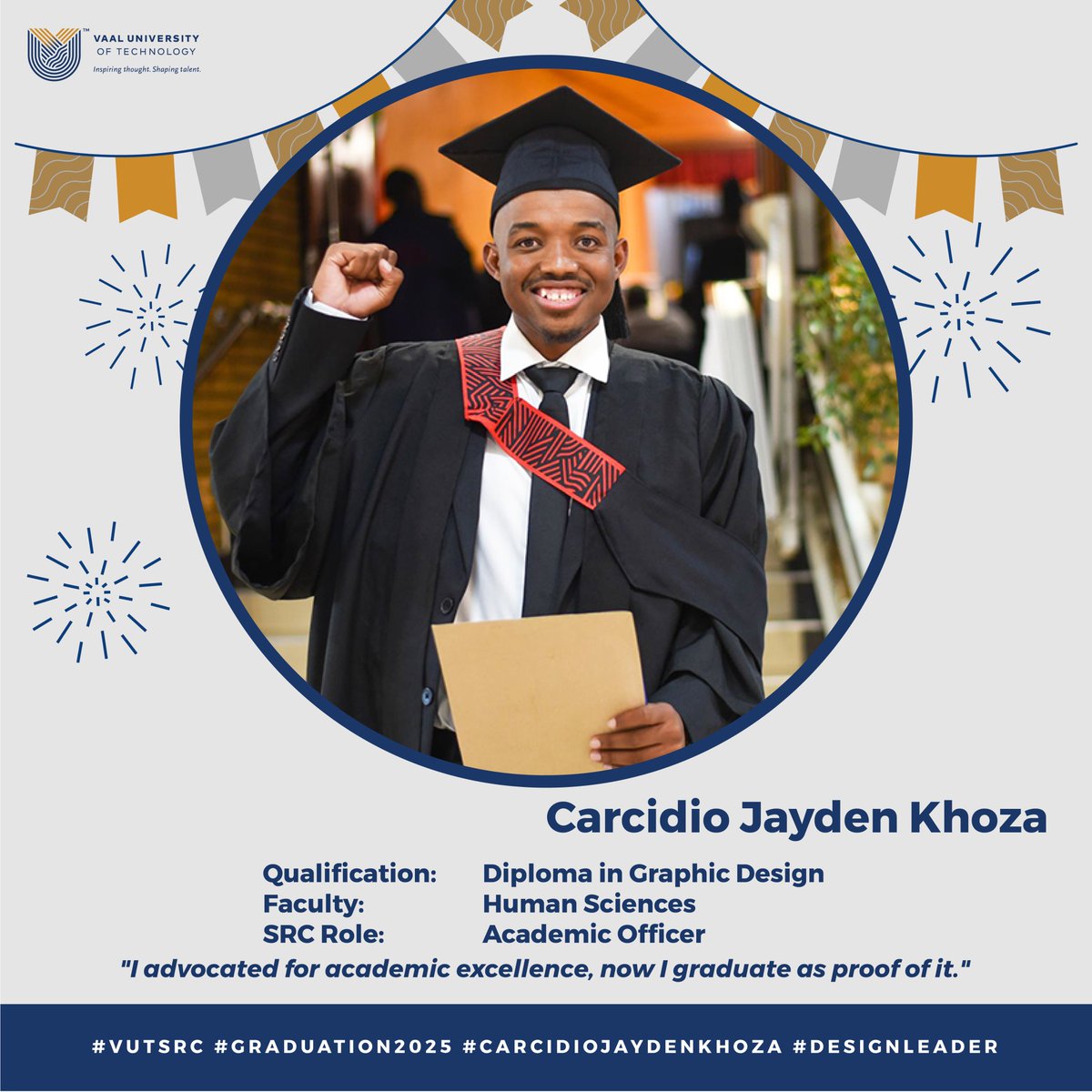 VUT_Online's tweet photo. From the podium to the stage: Celebrating our graduating SRC leaders
This week, we celebrate a special kind of graduate, the ones who served, led, and inspired. 
 #srcgraduates #vutleadership #classof2025 #fromleaderstograduates #srcgraduates #futureleaders #vutpride https://t.co/uFbXwBVcin