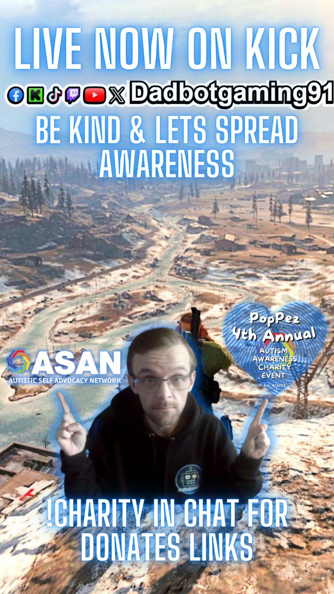 KieranKilgour2's tweet photo. Live now
Its friday time for some botness & spread more awareness for @poppez & @randypoppez 4th annual autism awareness charity event full donation link will be in chat
link in comments or bio
@kick @KickCommunity @autselfadvocacy #turnkickblue https://t.co/KgnzoVR2EU