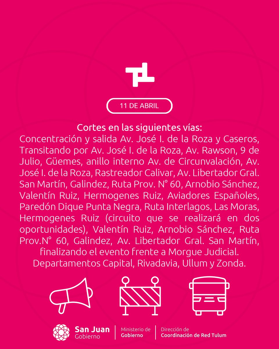 redtulumsj's tweet photo. ⚠️🚍Cortes de calzada por 2° Etapa"Vuelta a San Juan Damas 2025”🚍⚠️
Deslizá para conocer los detalles👉
¡Informate y no te quedes sin viajar!
@MinGobSanJuan
@sisanjuanok
#RedTulum #MinGobierno #LauraPalma #TránsitoyTransporte #SUBE #MarceloOrrego #SanJuan #SanJuanArgentina https://t.co/uuR8HcqRmB
