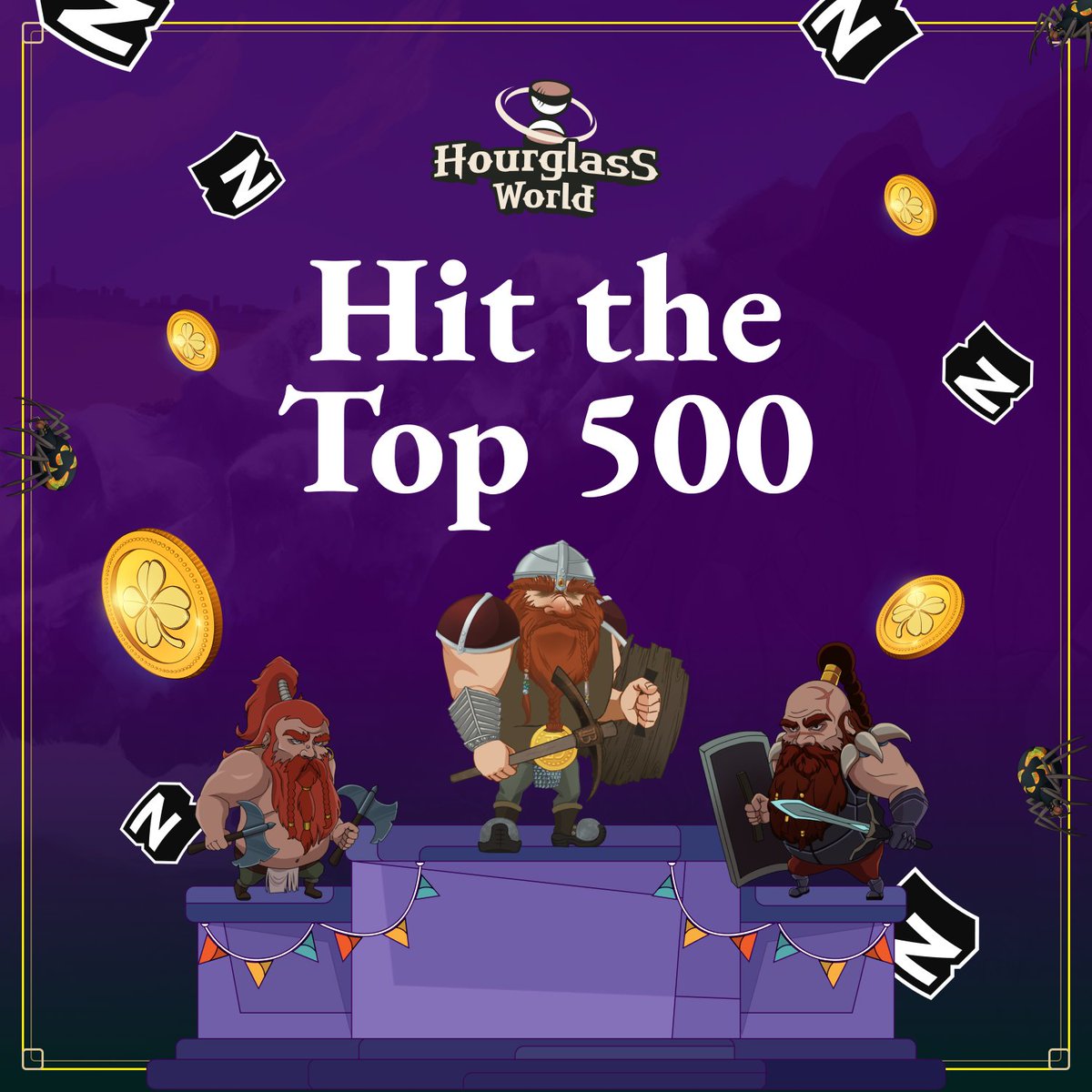 hourglassworld's tweet image. ⚔️ The real battle has just begun on Zealy! ⚔️

Everyone’s grinding, but only the strongest will rise.
If you want the biggest rewards - you need to hit the Top 500‼️ 

🪓 Dwarf NFT
🎫 Season Pass NFT
⭐️ Early Supporter Role
🎟️ Whitelist for Season Pass
💎 Unique in-game items…