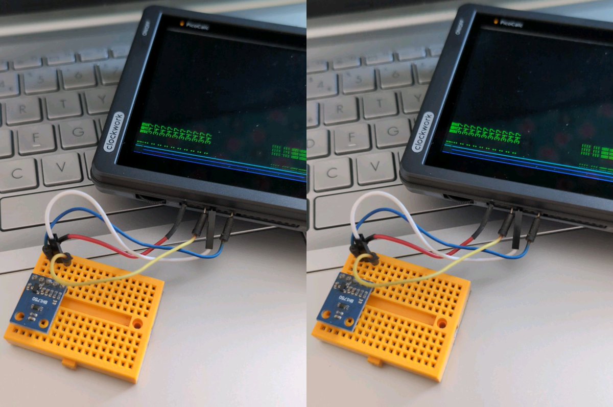Excitingly I think I've worked out i2c on my new #clockwork_labs #PicoCalc - seems to be measuring sensible values from a BH1750 light sensor 😁