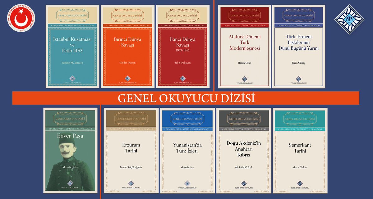 Kurumumuzun ürettiği akademik bilgiyi daha geniş kitlelere ulaştırmak amacıyla Cumhuriyet’imizin 100. yılına armağan olarak hazırlanan “Genel Okuyucu Dizisi” nin ilk 10 kitabı okuyucuyla buluştu. 
#TTKyayınları 
#TTKGenelOkuyucuDizisi