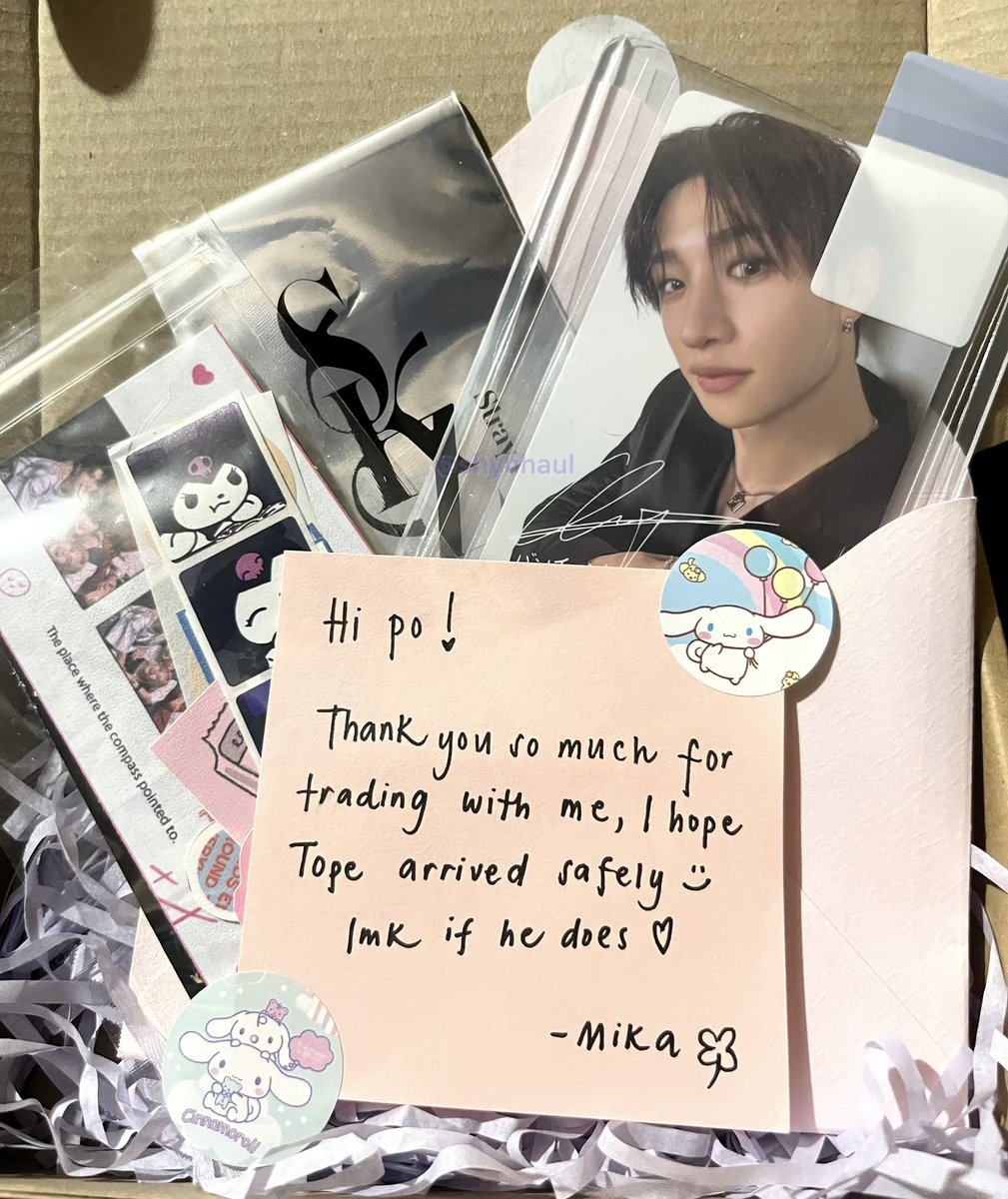 shynhaul's tweet photo. ˋ°•*⁀➷ mail arrived! 💌
「 #shynmails 」
from: @chimmiretcart
after that slight stress that was mainly my fault lmao, channie finally came home safely! 🥹 our asawa is finally at the right homes hehe thank you so much for trading with me~ 🫶🏼 https://t.co/bfgmk95ack