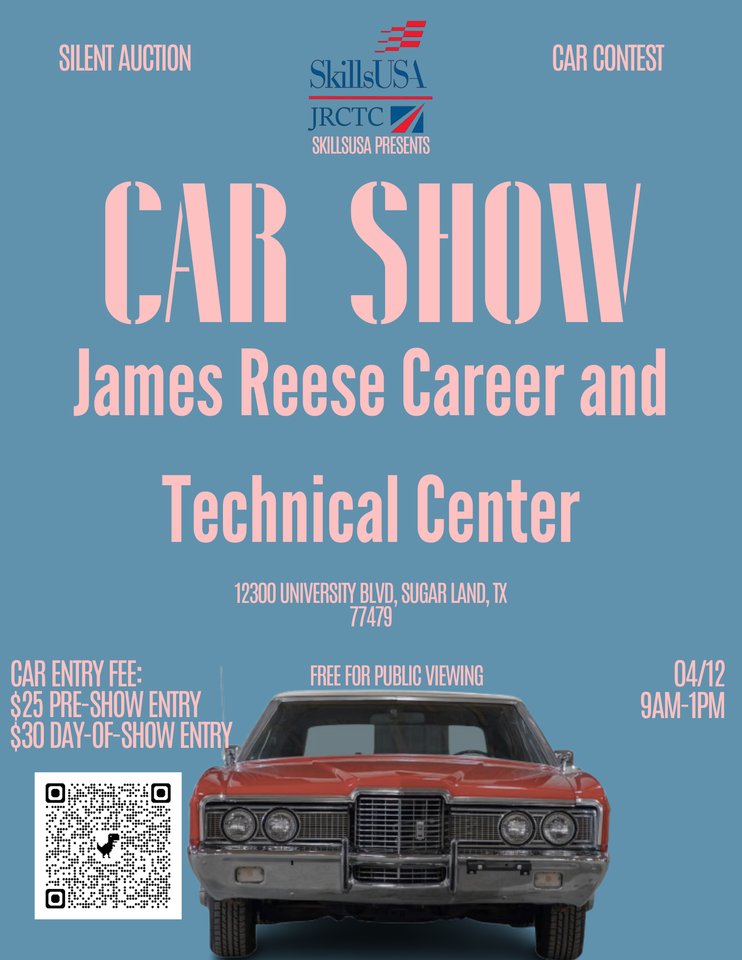 James Reese Career and Technical Center (@ctereesecenter) on Twitter photo Reminder-tomorrow is the 3rd annual SkillsUSA Car Show! Come out and support our students with this fun event! <a href="/lizg_canchola/">Elizabeth Canchola</a> <a href="/FBISD_CTE/">Fort Bend ISD CTE</a> <a href="/james_hurtubise/">james hurtubise</a> <a href="/staci_mikeska/">Staci Mikeska</a> Reminder-tomorrow is the 3rd annual SkillsUSA Car Show! Come out and support our students with this fun event! <a href="/lizg_canchola/">Elizabeth Canchola</a> <a href="/FBISD_CTE/">Fort Bend ISD CTE</a> <a href="/james_hurtubise/">james hurtubise</a> <a href="/staci_mikeska/">Staci Mikeska</a>
