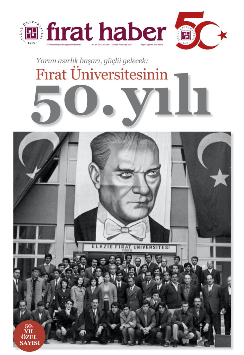 Üniversitemizin yarım asırlık bilim ve başarı yolculuğu tek bir sayıda buluştu!

“Fırat Haber 50. Yıl Özel Sayısı” yayında!

Akademik, kültürel ve toplumsal iz bırakmış nice anı bu özel sayıda sizleri bekliyor.

Detaylar için: firat.edu.tr/tr/page/news/f…

#Fırat50Yaşında #Elazığ