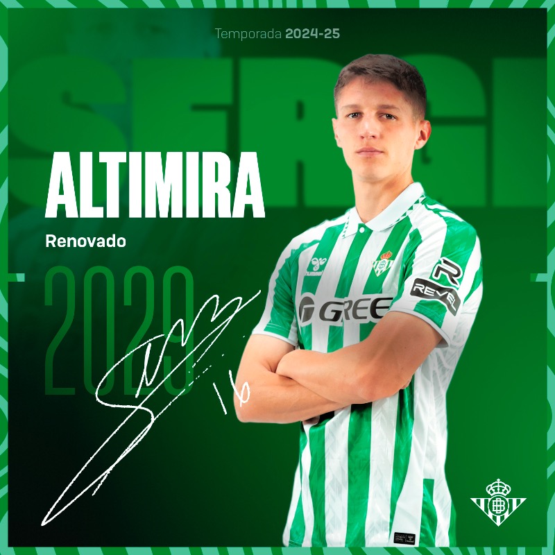 RealBetis's tweet photo. 📣 OFICIAL | El #RealBetis y Sergi Altimira han llegado a un acuerdo para la extensión de su contrato hasta 2029 😃🙌

¡Continuemos esta aventura juntos, @AltimiraSergi! 💎🔝