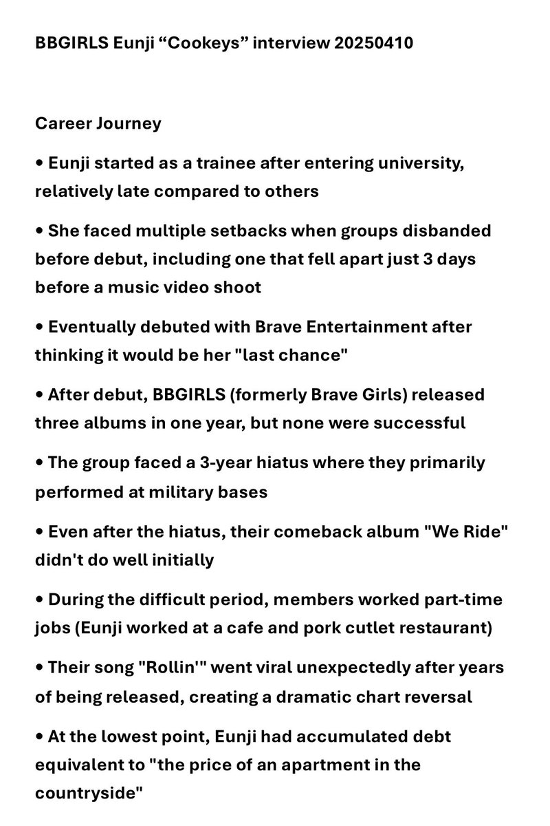 Dodohae14's tweet photo. BBGIRLS Eunji “Cookeys” YT channel interview summary https://t.co/ebIU5Q9aNd