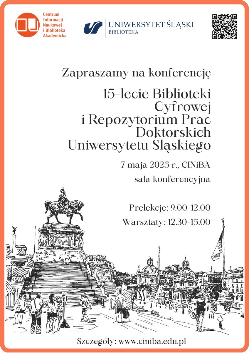 CINiBA_'s tweet photo. 15-lecie BCUŚ: zapraszamy na konferencję już 7 maja br.!
_
#CINiBA #BCUŚ #BibliotekaOtwarta #BibliotekaAkademicka #konferencja https://t.co/EycyMP1mtM