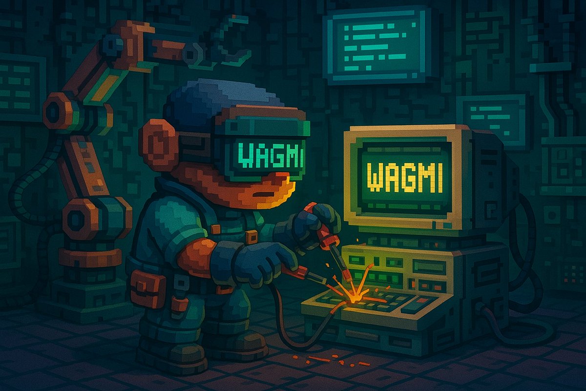 wagmisystem's tweet photo. If I were a mechanic, I'd be fixing broken dreams with hex code and hope.
No wrench — just terminal commands and belief.

WAGMI — we’re gonna make it. 🔧💻✨ https://t.co/VFrGAsk8Jm