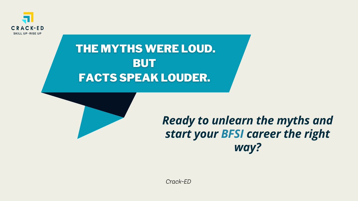Crack_ED_'s tweet photo. The myths were loud. But facts speak louder.

BFSI is changing—and with the right training, you can be part of it.
At Crack-ED, we offer job-assured programs built for real industry needs.
#FinanceTrends #Jobs #Upskilling #Banking https://t.co/WwQRJIYoQz