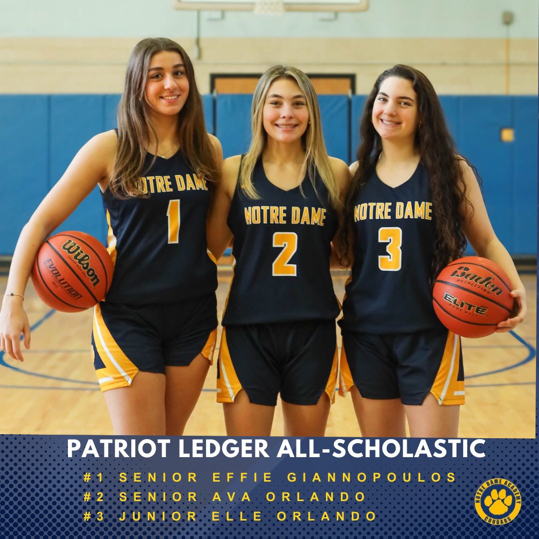 Notre Dame Academy Girls Hoops (@ndagirlshoops) on Twitter photo A big congratulations to our girls for being selected to the Patriot Ledger
All-Scholastic Teams 🙌
<a href="/sports_ledger/">Patriot Ledger sports</a> <a href="/emchugh229/">Eric McHugh</a> <a href="/ChrisMcDaniel88/">Chris McDaniel</a> <a href="/ndaathletics/">NDAHingham Athletics</a>
⭐️ SR <a href="/AvaOrlando3/">Ava Orlando💯</a> Co-Player of the Year
⭐️ JR <a href="/ElleOrlando3/">Elle Orlando ☀️</a> 1st Team
⭐️ Sr <a href="/Effieg1134/">Effie Giannopoulos</a> 2nd Team A big congratulations to our girls for being selected to the Patriot Ledger
All-Scholastic Teams 🙌
<a href="/sports_ledger/">Patriot Ledger sports</a> <a href="/emchugh229/">Eric McHugh</a> <a href="/ChrisMcDaniel88/">Chris McDaniel</a> <a href="/ndaathletics/">NDAHingham Athletics</a>
⭐️ SR <a href="/AvaOrlando3/">Ava Orlando💯</a> Co-Player of the Year
⭐️ JR <a href="/ElleOrlando3/">Elle Orlando ☀️</a> 1st Team
⭐️ Sr <a href="/Effieg1134/">Effie Giannopoulos</a> 2nd Team