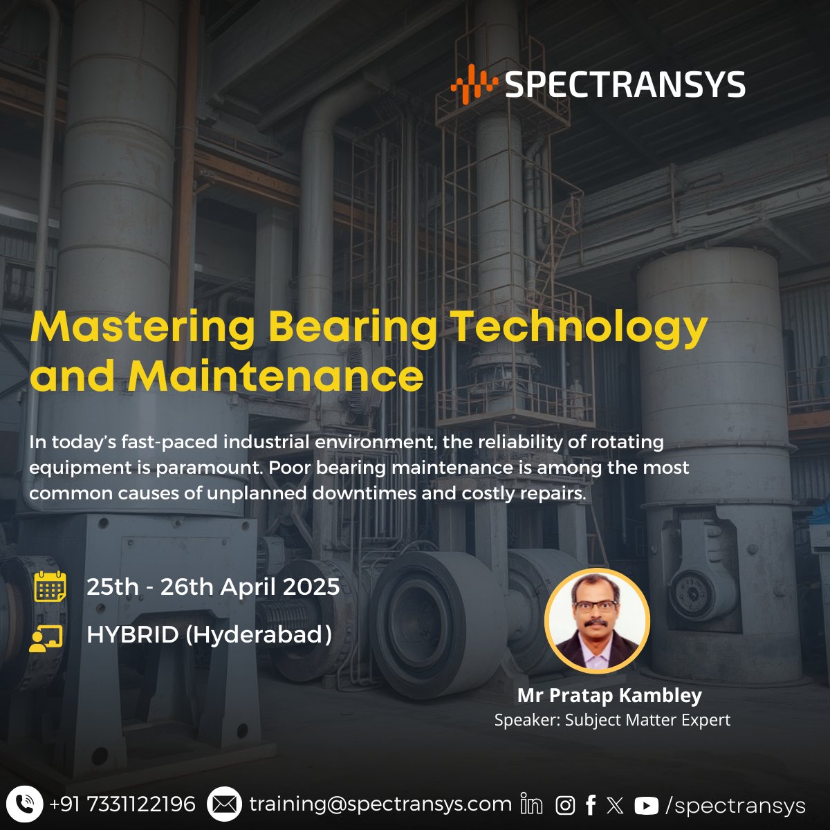 spectransys's tweet image. 🔎 Are Bearings the Weak Link in Your Machinery? 🔎
Did you know? A majority of industrial failures originate from improper bearing maintenance. Don’t let avoidable breakdowns cost you time and money!

Reserve your spot today: ow.ly/l4oa50VxmnO

#Spectransys