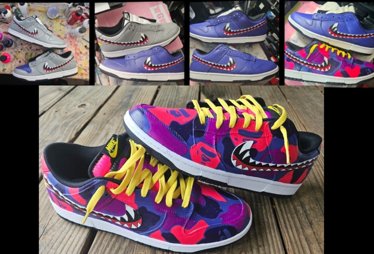 FUNKY1byNature's tweet image. Shit I do when I&apos;m bored..  Purple Bape Dunks 😎 ... IG : Funky_Customz 🤙🏾 #PandaDunks  #MakeItFunky #Dunklow #Bape #PurpleBape #BathingApe #BapeShark #BapeDunk #FunkyCustomz #FunkyFridays