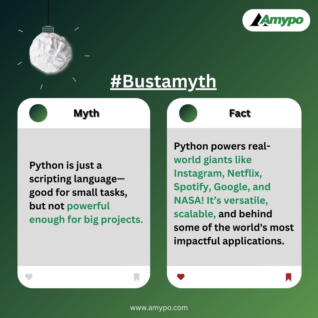 amypoai's tweet image. 💻 𝐌𝐲𝐭𝐡𝐬 𝐯𝐬 𝐅𝐚𝐜𝐭𝐬 𝐢𝐧 𝐏𝐫𝐨𝐠𝐫𝐚𝐦𝐦𝐢𝐧𝐠.
Uncover the truth behind common coding myths and learn what it takes to become a programmer.
#amypotechnologies #codesmart #programmingmyths #programmingfacts #learnprogramming