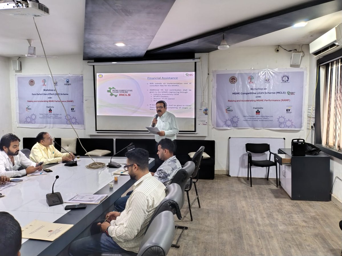 minmpmsme's tweet photo. Strengthening MSMEs in #Vidisha
MPLUN conducted a dynamic workshop in Vidisha under #MoMSME’s #RAMP Scheme, focussing on #ZED, #LEAN & #IPR. The session empowered local entrepreneurs with tools for quality, productivity & long-term growth.
#RAMPMP #GoMP #WorldBank https://t.co/AWaAEAjJYP
