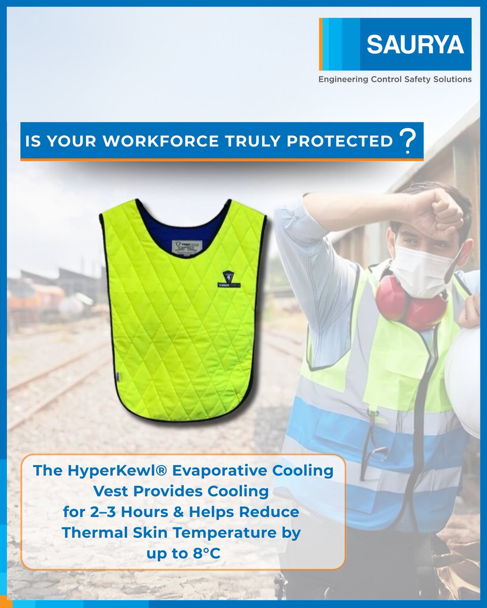 SauryaSafety's tweet image. Don’t let summer heat slow down your workforce!

Let’s beat the heat together — and keep your workforce safe, cool, and productive.

#SauryaSafety #SafetyFirst #TechNiche #HeatStress #CoolingWorkwear #StayCool #HSE #WorkGear #SafetyMatters #CoolingSolutions #IndustrialSafety