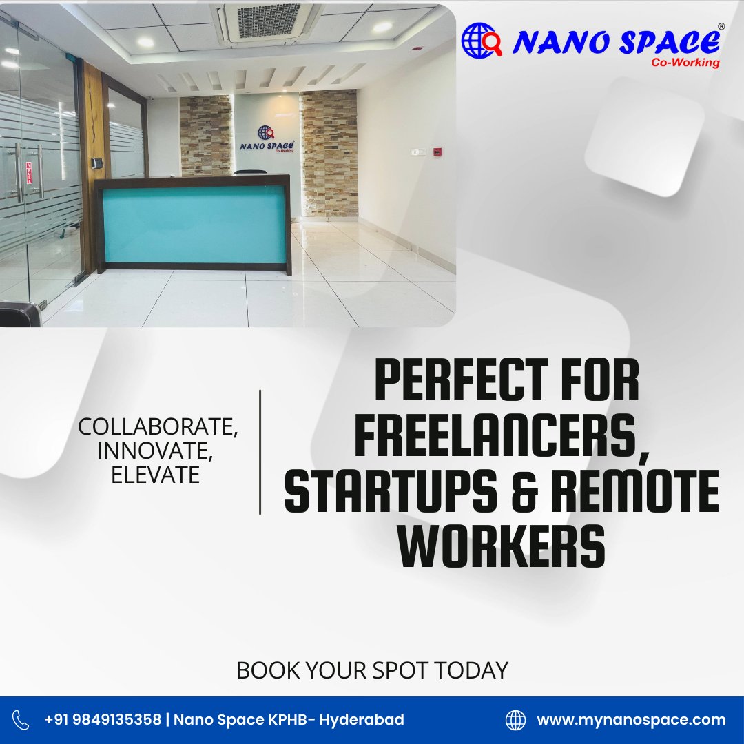 nanospacehyd's tweet photo. Nanospace is a modern coworking space designed for creators, freelancers &amp; startups—offering flexible desks, private offices, and a vibrant community.
#Nanospace

#CoworkingSpace #WorkAtNanospace
#SharedWorkspace #RemoteWork https://t.co/JXtjzlMcCe