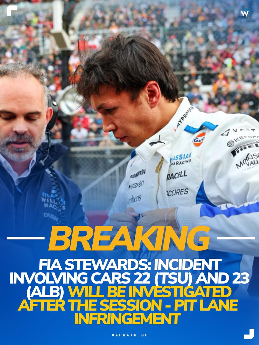 The incident will be investigated after the session. 👀

#F1 #FormulaOne #Williams #WilliamsRacing #BahrainGP