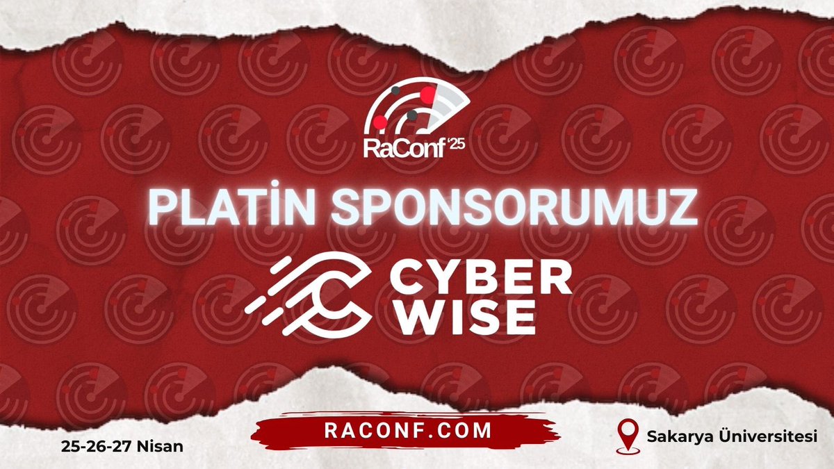 Platin Sponsorumuz olan <a href="/Cyberwise_TR/">Cyberwise</a> şirketine katkılarından dolayı teşekkür ederiz. 

Detaylı bilgi ve kayıt için: raconf.com

#sibergüvenlik #cyber #security