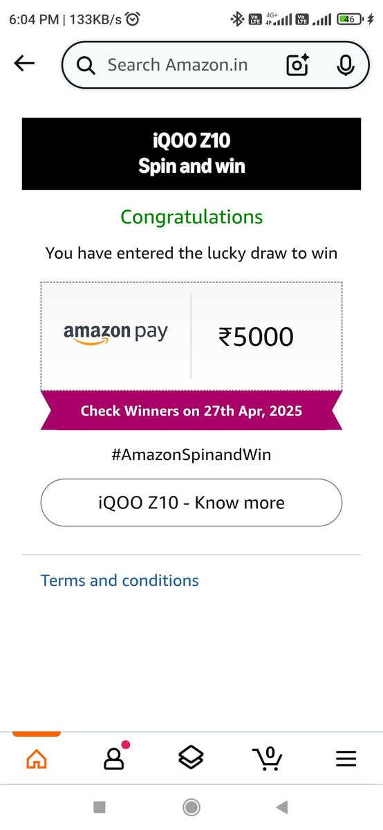 #AmazonSpinandWin <a href="/amazonIN/">Amazon India</a>
