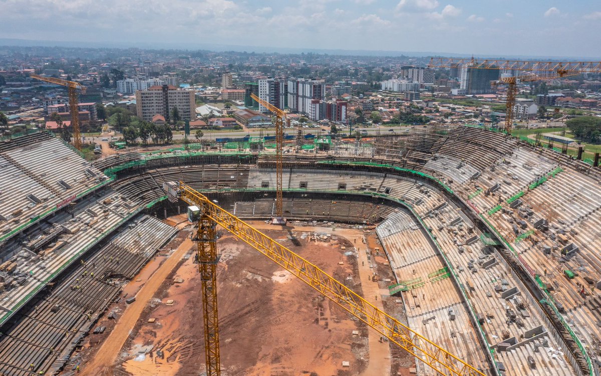 EricNjiiru's tweet photo. Talanta City Stadium progress as of April 11, 2025. 

It’s good to hear @WilliamsRuto has directed the construction of modern rail system to access the stadium as we’ve always recommended. https://t.co/bMUpmVj7Ux