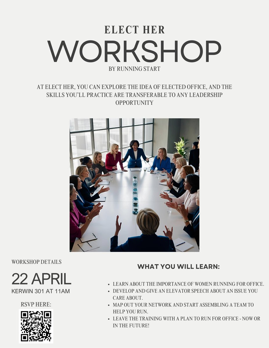 📣 STUDENTS: Join <a href="/runningstart/">Running Start</a> &amp; <a href="/AU_WPI/">Women & Politics Institute</a> on 4/22 at 11AM for the Elect Her Workshop!

This is a chance to learn the importance of women running for office, map out a network/build a team, &amp; leave with a plan to run for office, now or in the future!

🔗  bit.ly/42sAkS3