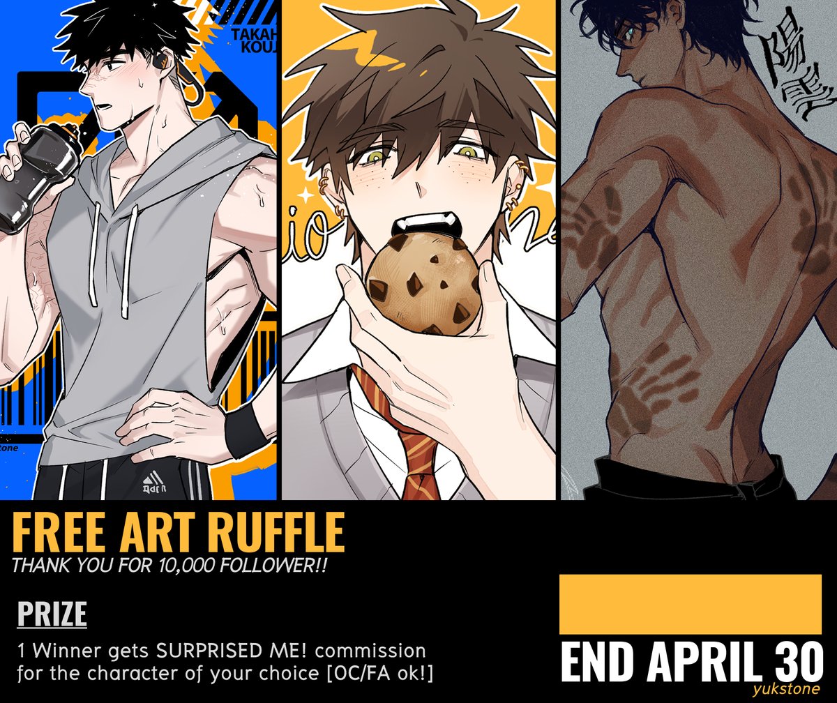Thank you for (almost) 10000 follower! 

FREE ART RUFFLE :
+ Follow me <a href="/_yukstone/">yukstone ☕️CMS : Close</a> (new follower welcome!)
+ RT+ Fav this post
+ Reply with ✨💪
+ End 30th April (GMT+7)

Prize :
+ Random scale commission character of your choice
+ OC/FA ok!

GOOD LUCK🍀 โชคดีค่า
 #ArtRaffle