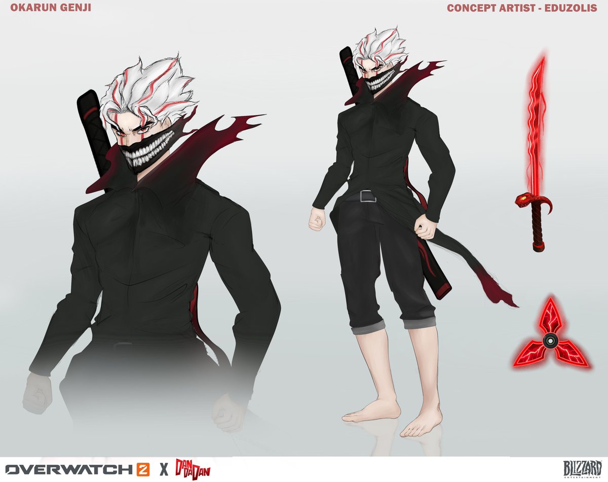 eduzolis's tweet photo. Genji as Okarun skin concept 

I tried to think of a weapon that would match both of them 😭

#Overwatch2 #OverwatchFanart #Dandadan #concept #genji https://t.co/5nl9l9Q4Zw