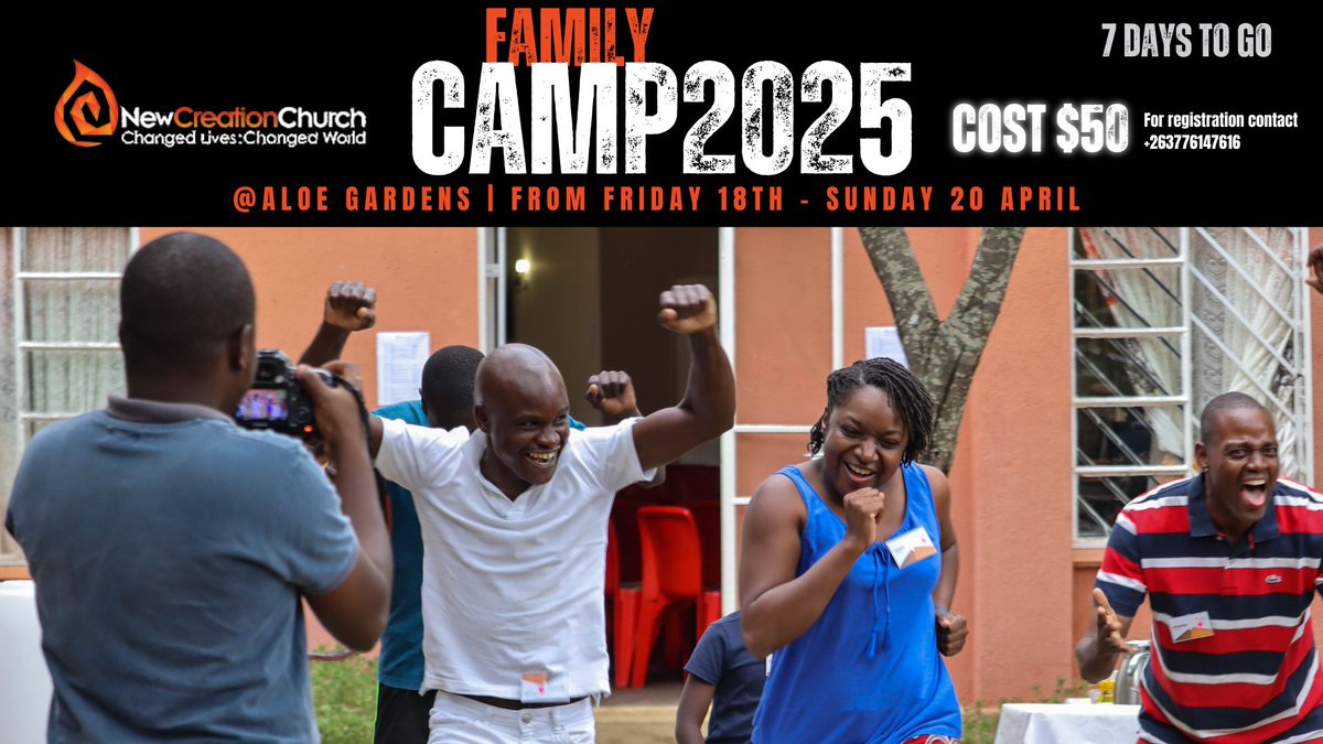 Just 7 DAYS left until Family Camp at Aloe Gardens! Don't miss out on the fun, fellowship, and memories. Final preparations underway!
 #AloeGardensFamilyCamp #7Days #AlmostThere #DontMissOut #GetInvolved