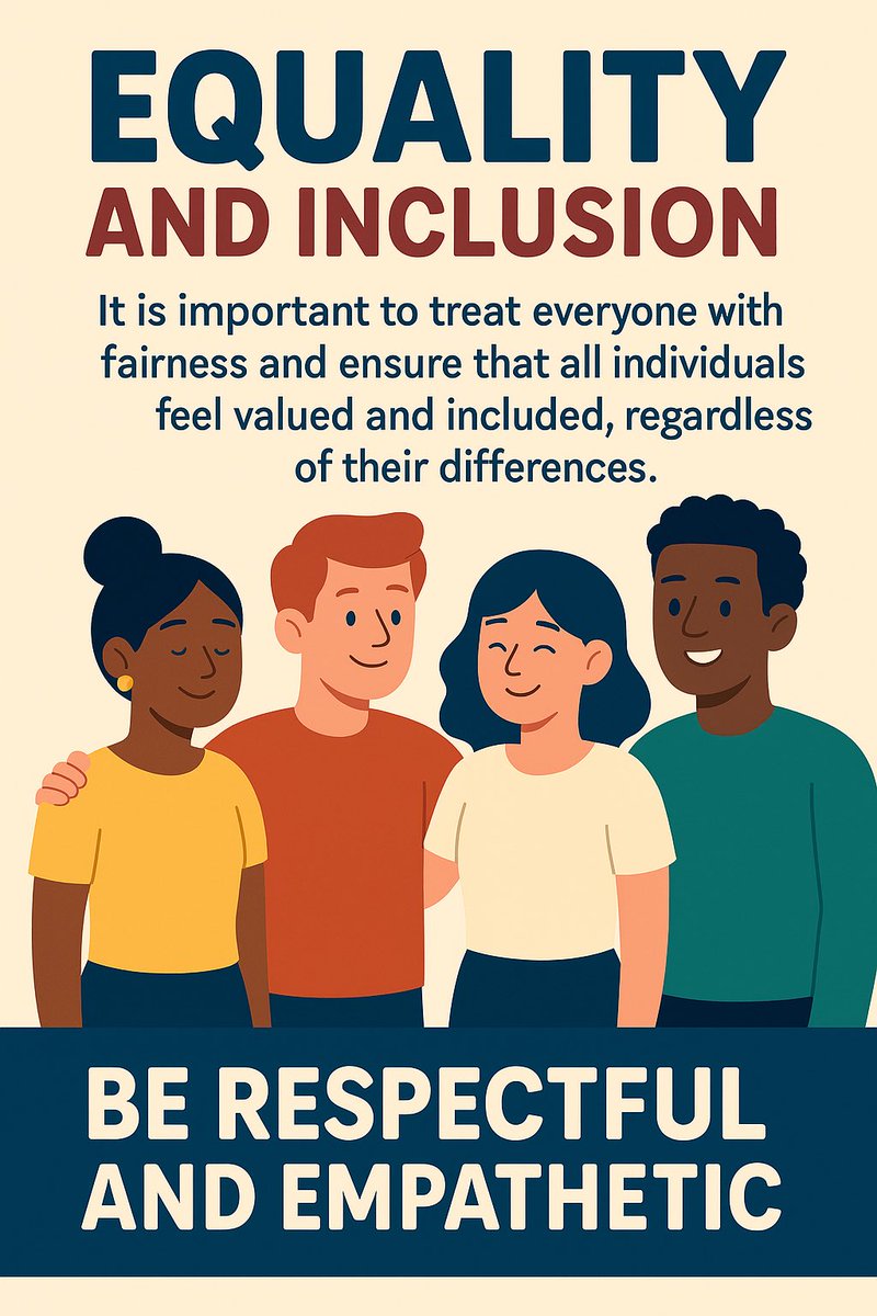 Alonsoelau's tweet photo. ¡ Treat everyone with fairness and ensure every individual feels valued, respected, and welcome ! https://t.co/pZIrZ93ESj