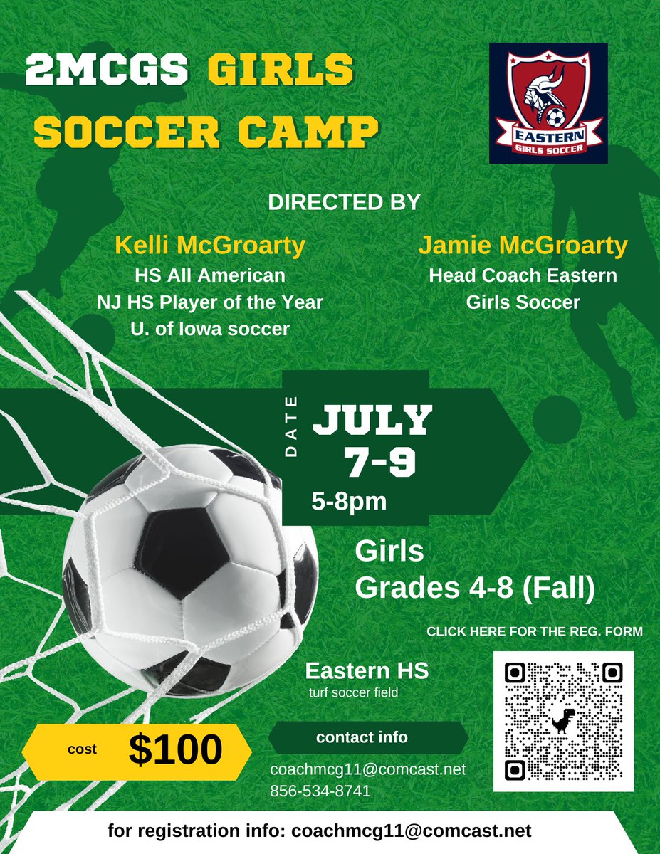 Jamie McGroarty⚽️ (@coachmcg11) on Twitter photo <a href="/kellimcg10/">Kelli McGroarty</a> and I are excited to announce our annual summer girls soccer camp dates. It's a great chance to get to know and work with our future Vikings. Click on the code or email me for registration information.
Feel free to spread the word. <a href="/kellimcg10/">Kelli McGroarty</a> and I are excited to announce our annual summer girls soccer camp dates. It's a great chance to get to know and work with our future Vikings. Click on the code or email me for registration information.
Feel free to spread the word.