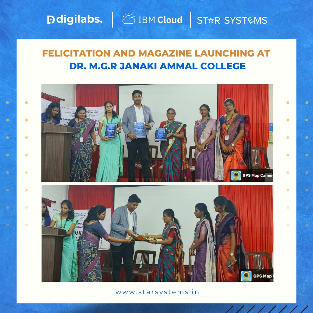 DigiLabs_'s tweet image. At the Dr. MGR-Janaki College Of Arts And Science For Women, we were honored for our LEVEL UP program during Magazine and Club Day. 

#MGRJanaki #Levelup #Digilabs #Starsystems #IBMCloud #Felicitation #Event #Program #Club