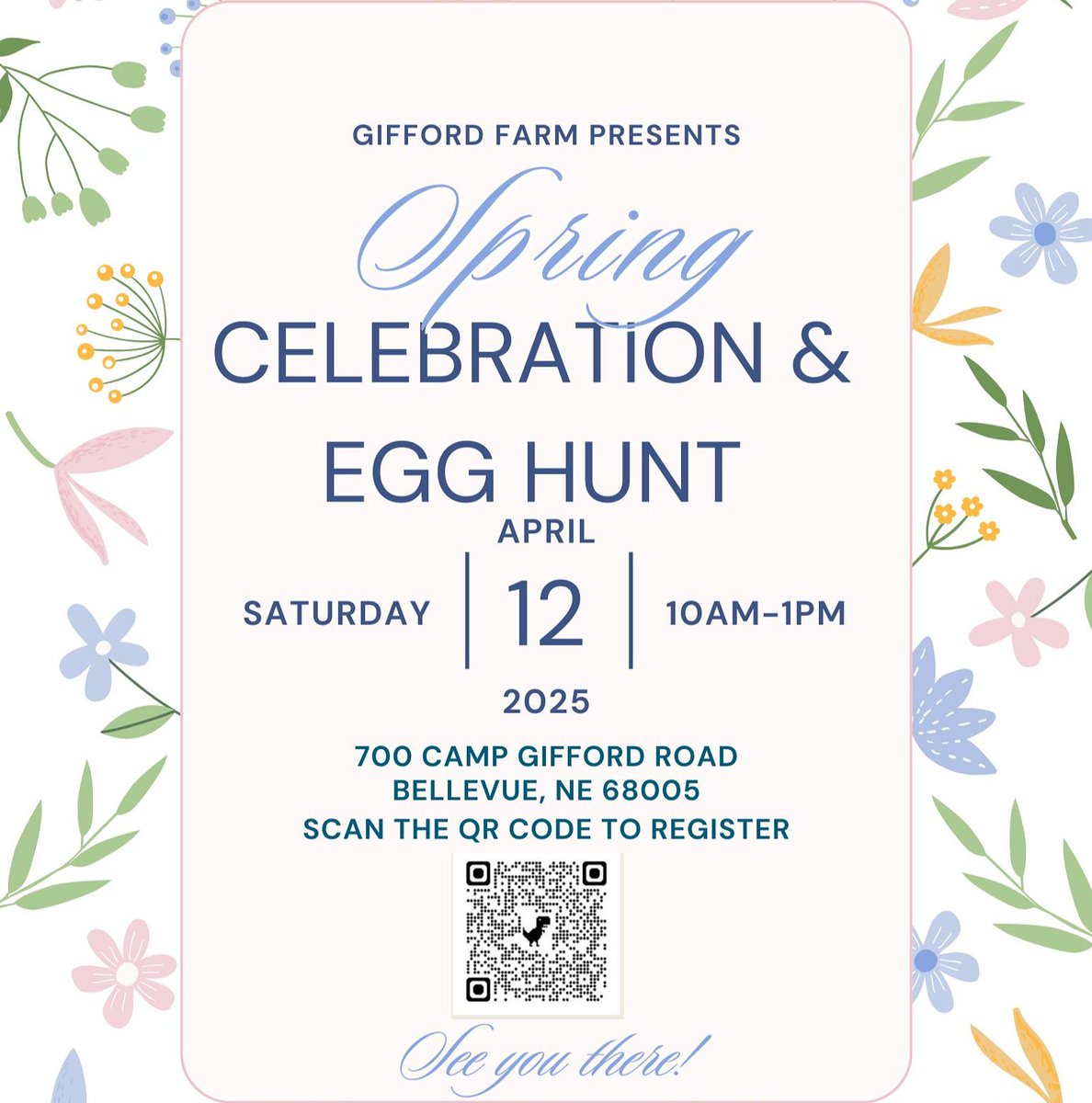 Come join us tomorrow for Gifford Farm's Spring Celebration and Egg Hunt! The event will kick off at 10am-1pm! We can't wait to have a fun filled day of activities ahead.