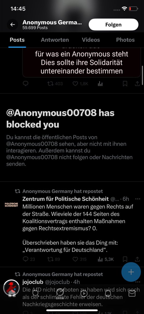 Sarkasmus6's tweet photo. @JohannesNormann @Anonymous00708 G‘s sind geblockt. https://t.co/zapHQ247Zt