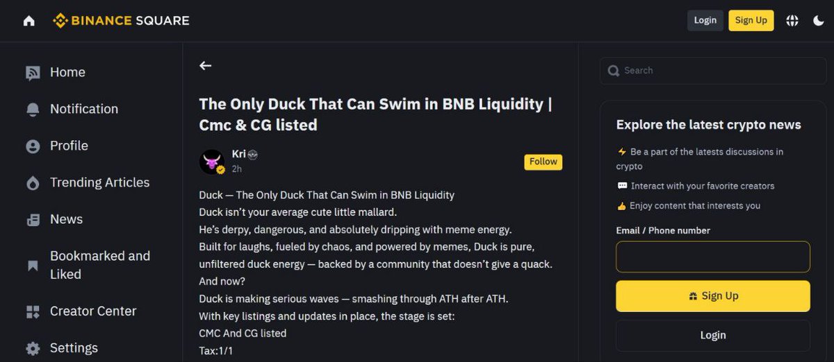 Duck_bep20's tweet image. $DUCK is making waves on Binance!

The only duck that can swim in BNB liquidity just landed on Binance Feed.

Check out the article and see why $DUCK is becoming a community favourite:

app.binance.com/uni-qr/cart/22…