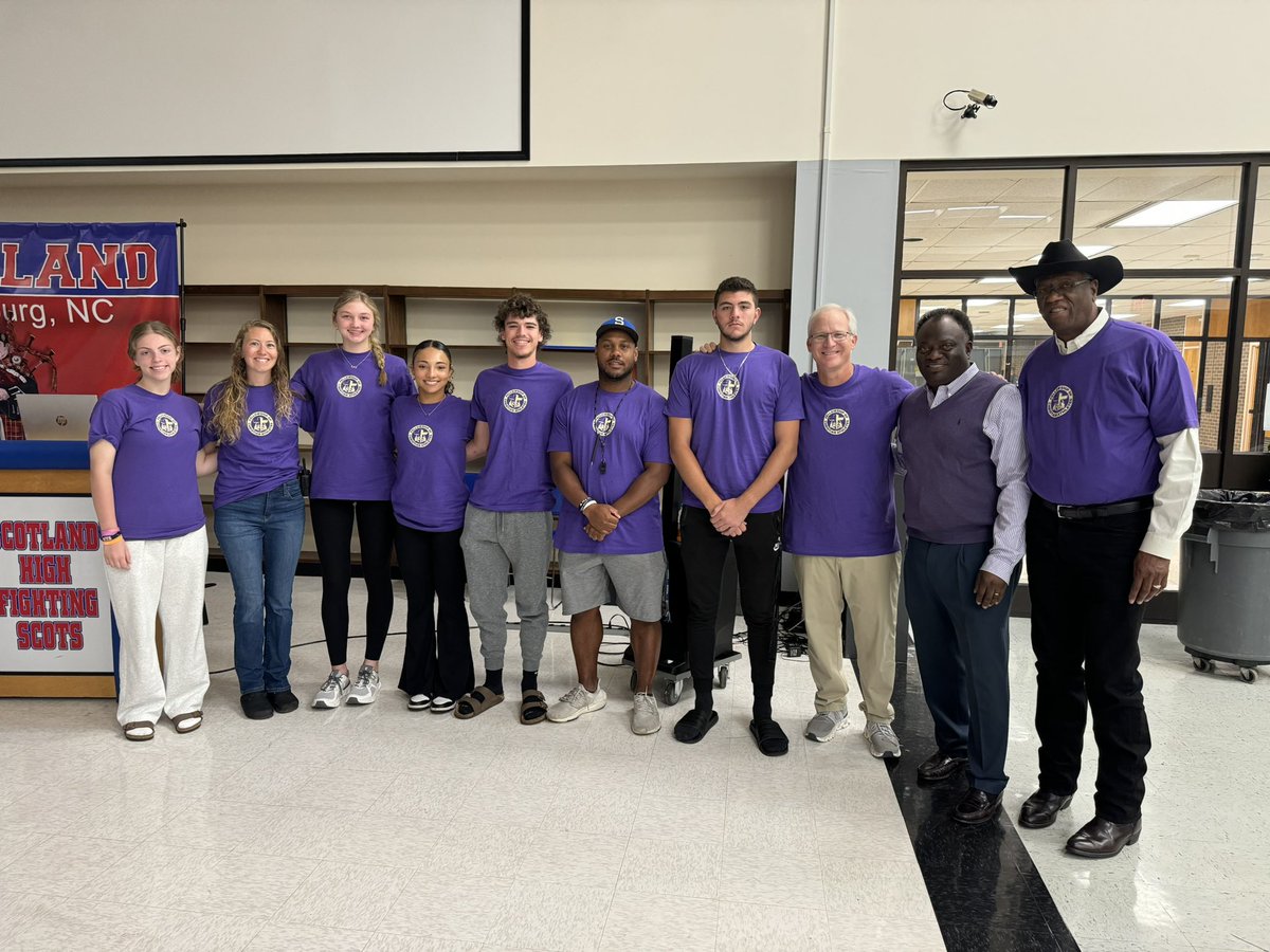 CoachBaileySHS's tweet photo. FCA this morning! We had more there but this was the purple shirt crew.  Dr. Baldwin gave a great message.  "Beware the snake-talk!"   Awesome to have a man of God leading our District! 🙏🏻 https://t.co/CJsdVbqiTK