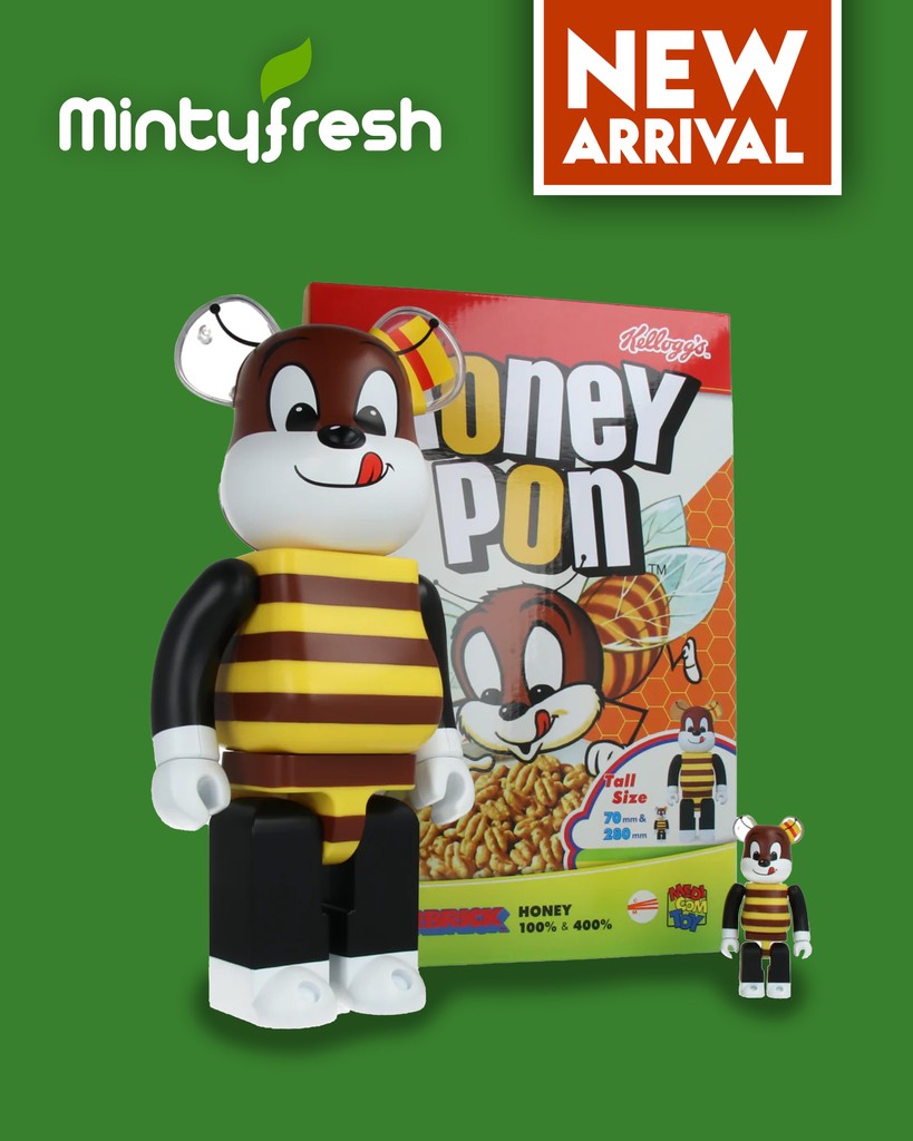 The 400% &amp; 100% Bearbrick set – Kellogg's (Honey) is available on our website!! Order yours now at mintyfresh.eu!⁠
⁠
#Designertoys #ArtToys #VinylToys #ArtToy #Hypebeast #toyart #toystagram #collectibles #highsnobiety #kelloggs #honey #bearbrick