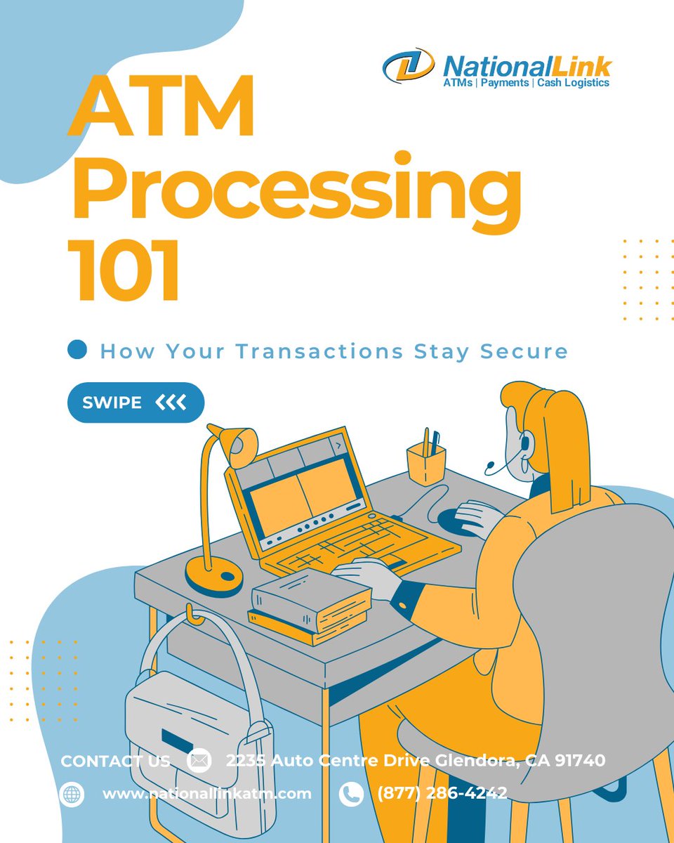 nationallink_X's tweet image. Ever wonder what happens behind the scenes when you tap or withdraw?
ATM processing keeps your transactions smooth, fast, and secure—from start to finish. Trust the system built for peace of mind. #ATMProcessing #SecureTransactions #FintechBasics #NationalLink #ATMBusiness
