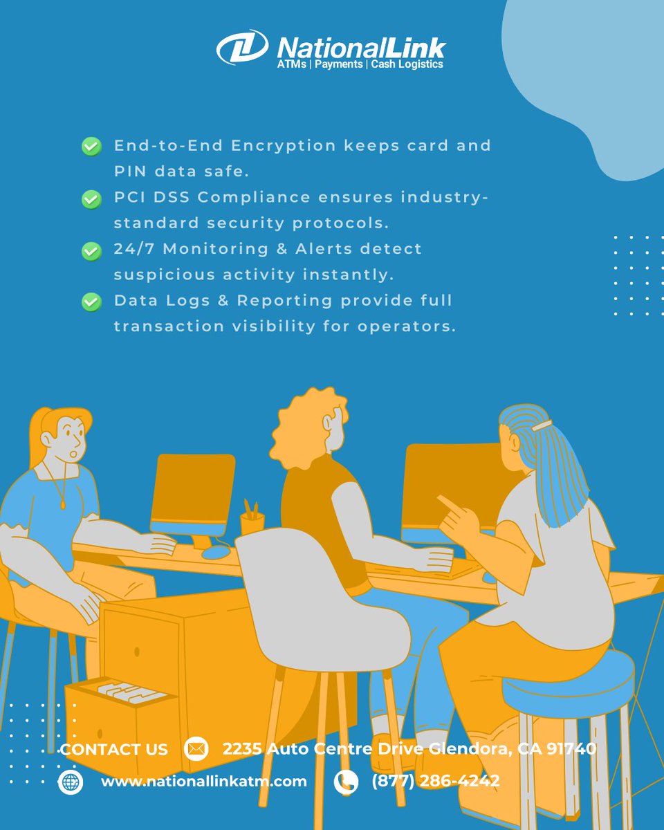 nationallink_X's tweet image. Ever wonder what happens behind the scenes when you tap or withdraw?
ATM processing keeps your transactions smooth, fast, and secure—from start to finish. Trust the system built for peace of mind. #ATMProcessing #SecureTransactions #FintechBasics #NationalLink #ATMBusiness