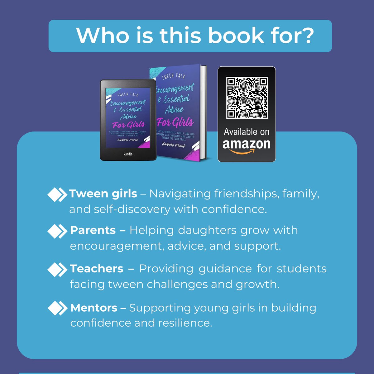 kimmauthor's tweet photo. From friendships to family, we’ve got you covered! 💡💖 "Tween Talk" is your must-read for growing up strong! 📚

#kimberlymyrick #books #bookstagram #author #booklover #mindset #lifeskills #tweenlife #bravery #inspiration https://t.co/DEQQ3927wn