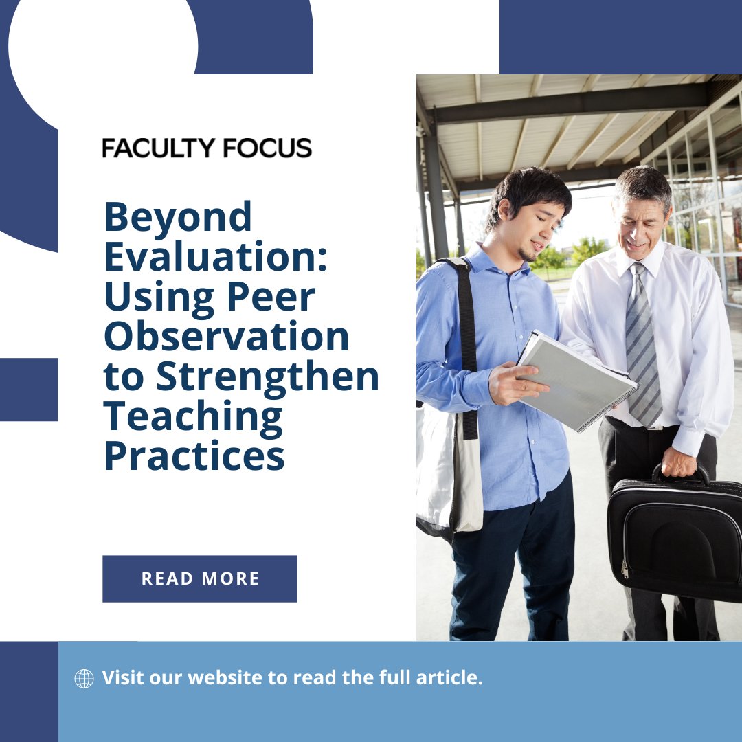 Breaking the Isolation: Strengthen Teaching Through Peer Observation 👩‍🏫🔍

Faculty often work solo—but they don't have to. Peer observation offers a powerful path to reflection, collaboration, and continuous improvement. 

👉 Read the full article.
facultyfocus.com