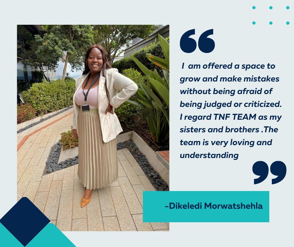 TrevorNoahFdn's tweet photo. A moment for Dikeledi Morwatshehla 🌟
As our School Liaison Officer for Ivory Park, working at TNF has pushed her out of her comfort zone. Her favorite program? PSS – giving learners a safe space to speak & supporting teachers. Mental wellness matters! 💙
#TeamTNF #WeAreTNF https://t.co/DytHaoVsDj