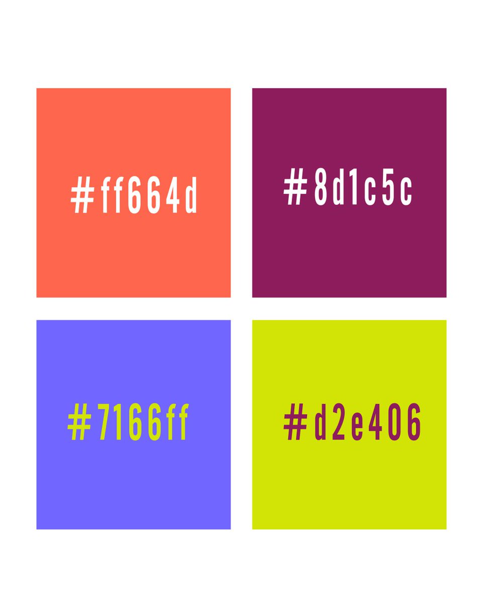 مساء الخير والسعادة 👋🏻 

بعد العيد رجعت للتصميم ولله الحمد ✨

 وصممت هوية بصرية رهيبة هذه الألوان اللي استخدمتها 

اعطوني توقعاتكم لأي مجال صممت 😎