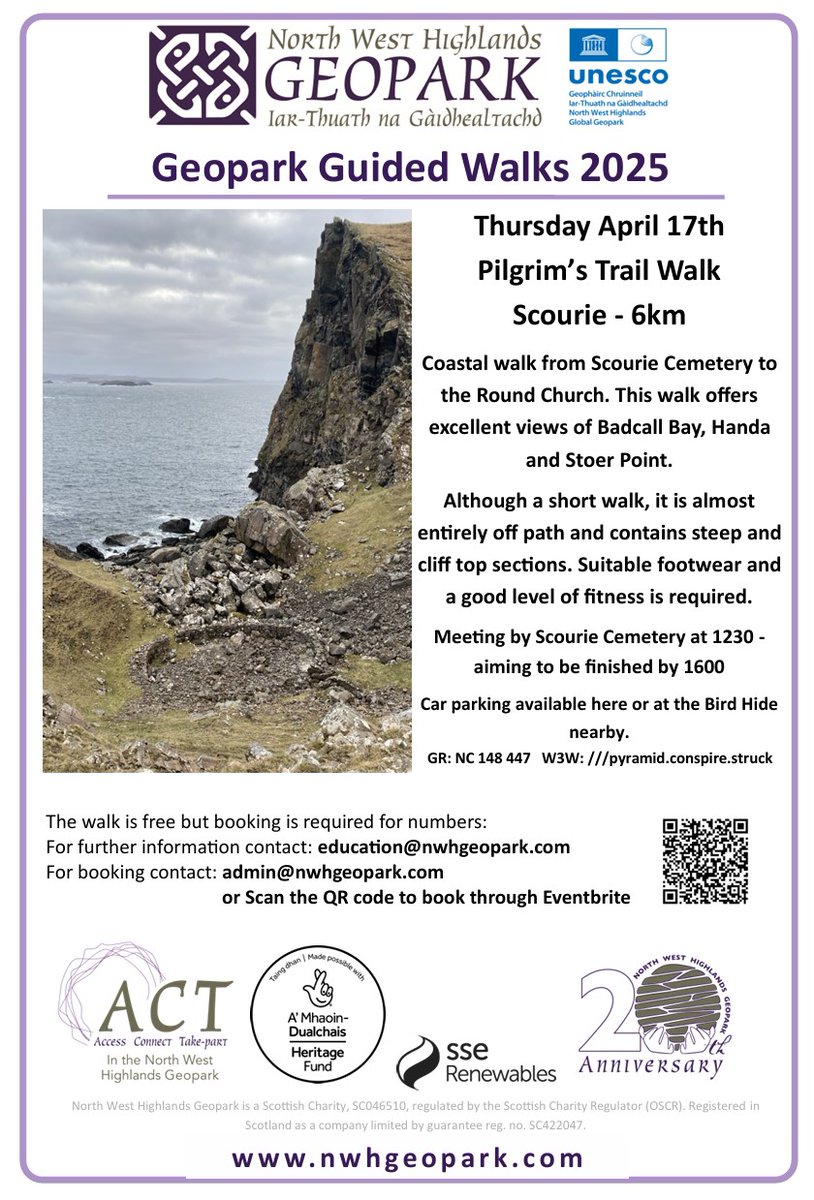 Join a Geopark guided walk along the Scourie coast next week! There are still some spaces left, free to join but booking in advance is required 👇