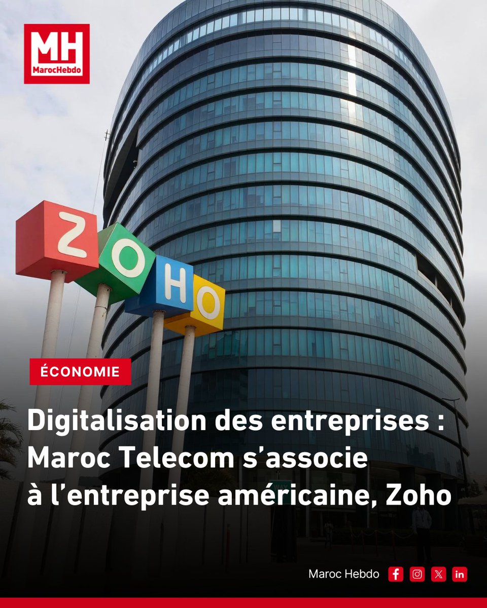 marochebdo's tweet image. Maroc Telecom propose aux entreprises marocaines des solutions Zoho, telles que Zoho One, CRM et Workplace.

➡ maroc-hebdo.com/article/digita…

#MarocTelecom #Zoho #SolutionsNumériques #Entreprises #Innovation