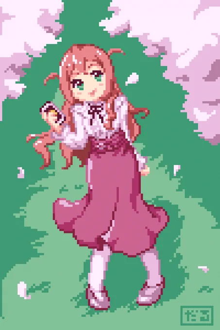 Seasonal Snapshotこのみさん、とても綺麗。それはそれとしてお酒持ってきてますよね? #馬場このみ #pixelart 