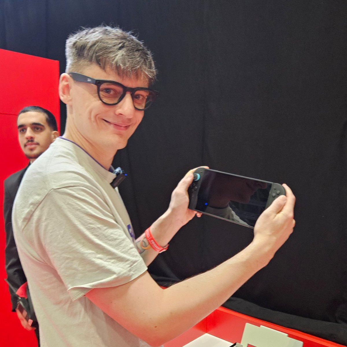 CadetGrumpyDuck's tweet photo. What an amazing day out to try the New Nintendo Switch 2! 😍
Thank you @NintendoUK for the invite and letting me bring my wife @MissGox 💜
Also got to meet the legendary @Jacksepticeye ... still buzzing 🤣
#ad #NintendoSwitch2 https://t.co/JJ4VTk158N